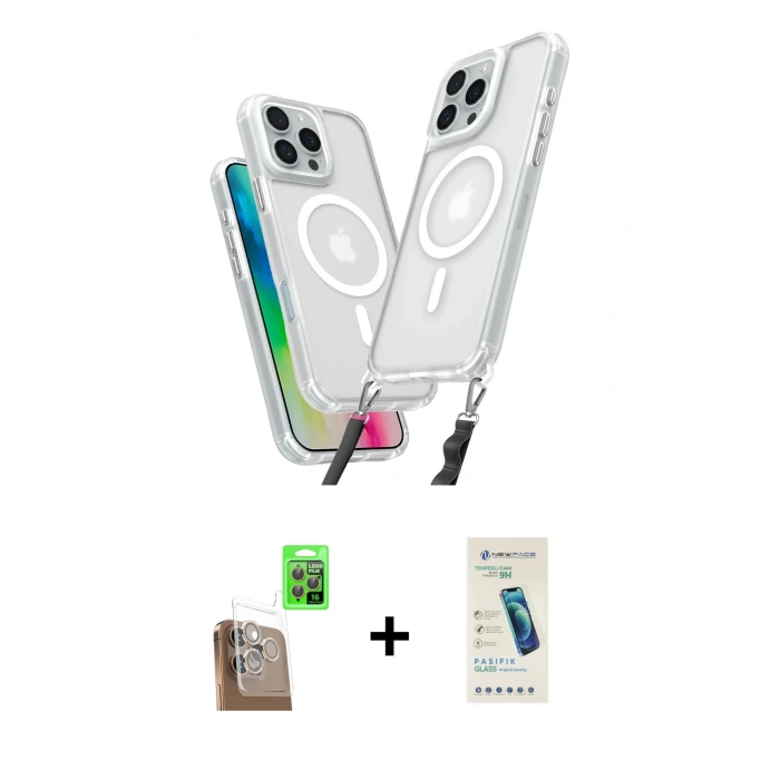 MARSİLYAN™- iPhone 16 Pro Max Kılıf Atlas Doku Koleksiyonu - Şeffaf Pasifik Cam Ekran Koruyucu + Raze Metal Kamera Lens - CLTM