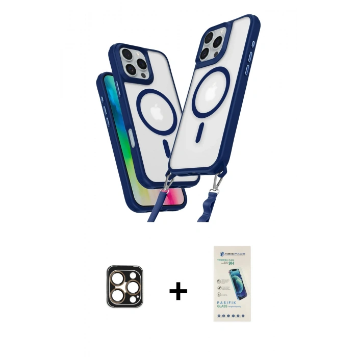 MARSİLYAN™- iPhone 16 Pro Max Kılıf Atlas Doku Koleksiyonu - Şeffaf Pasifik Cam Ekran Koruyucu + PVD Metal Kamera Lens - GD