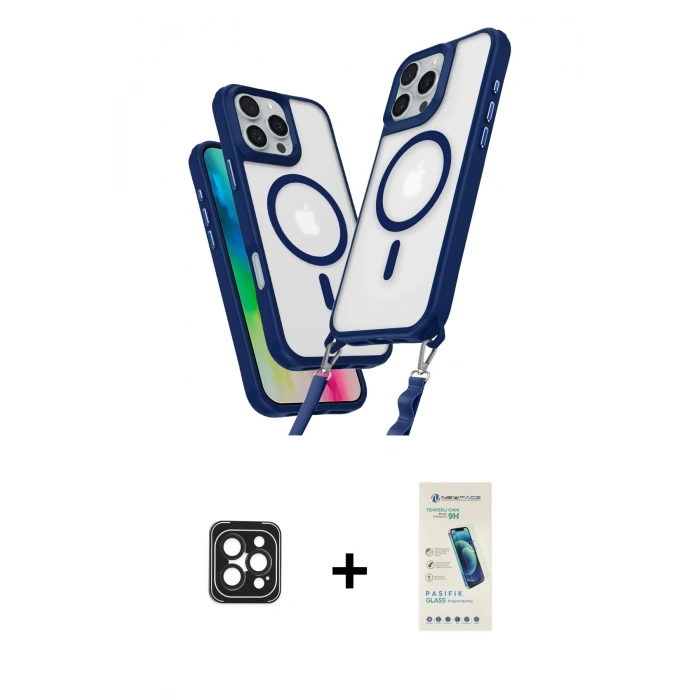 MARSİLYAN™- iPhone 16 Pro Max Kılıf Atlas Doku Koleksiyonu - Şeffaf Pasifik Cam Ekran Koruyucu + PVD Metal Kamera Lens - SH