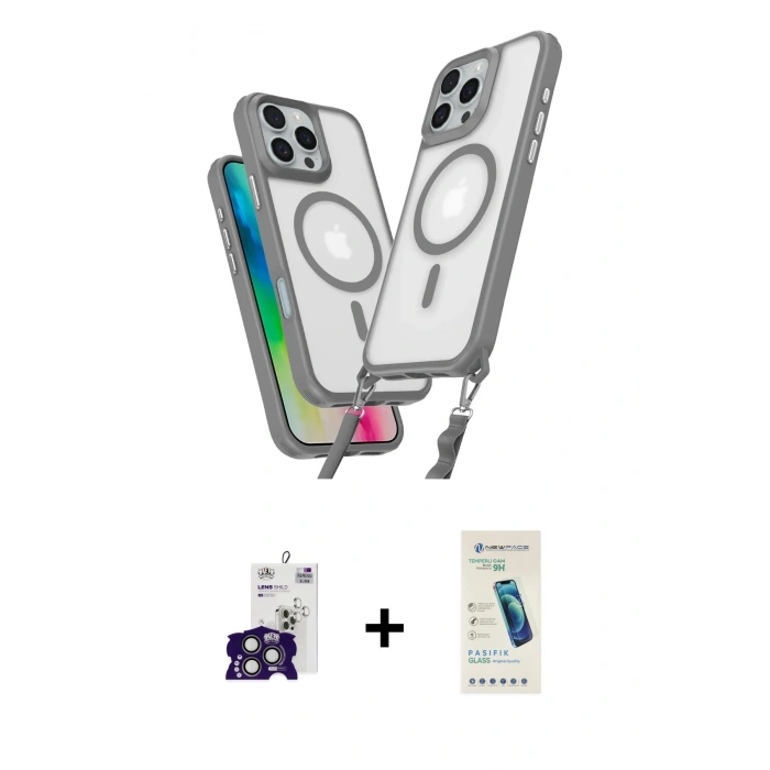 MARSİLYAN™- iPhone 16 Pro Max Kılıf Atlas Doku Koleksiyonu - Şeffaf Pasifik Cam Ekran Koruyucu + Bilvis Titan Kamera Lens - TMGI