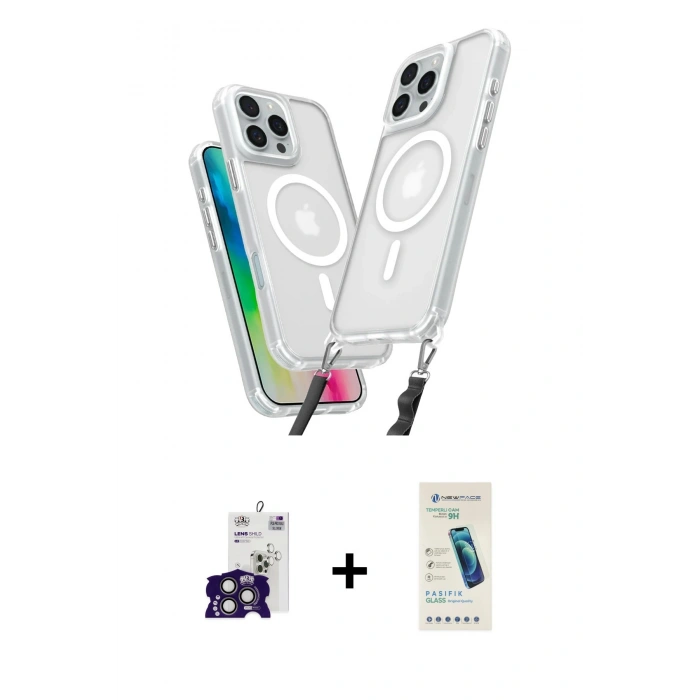 MARSİLYAN™- iPhone 16 Pro Max Kılıf Atlas Doku Koleksiyonu - Şeffaf Pasifik Cam Ekran Koruyucu + Bilvis Titan Kamera Lens - TMGI