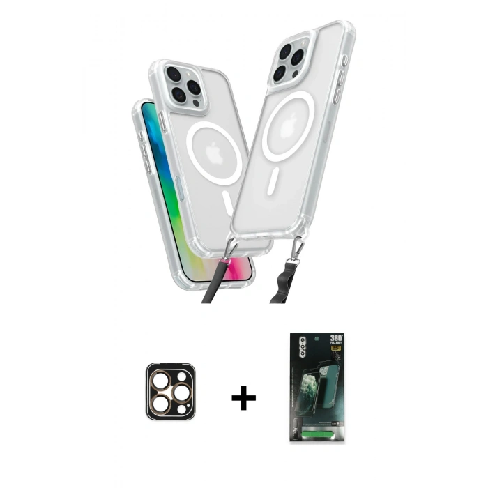 MARSİLYAN™- iPhone 16 Pro Max Kılıf Atlas Doku Koleksiyonu - Siyah 360 Mat Full Body Arka Koruyucu + PVD Metal Kamera Lens - GD