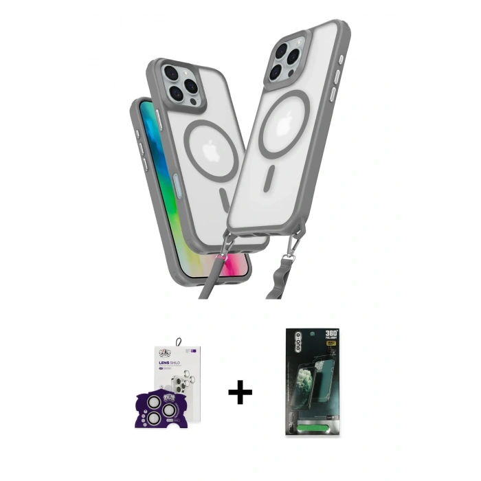 MARSİLYAN™- iPhone 16 Pro Max Kılıf Atlas Doku Koleksiyonu - Siyah 360 Mat Full Body Arka Koruyucu + Bilvis Titan Kamera Lens - GS