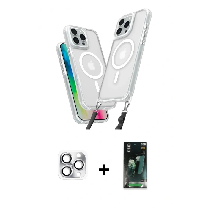MARSİLYAN™- iPhone 16 Pro Max Kılıf Atlas Doku Koleksiyonu - Siyah 360 Mat Full Body Arka Koruyucu + Pers Alüminyum Kamera Lens - GS