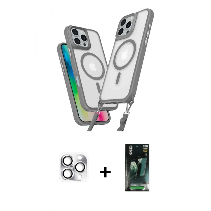 MARSİLYAN™- iPhone 16 Pro Max Kılıf Atlas Doku Koleksiyonu - Siyah 360 Mat Full Body Arka Koruyucu + Pers Alüminyum Kamera Lens - GS
