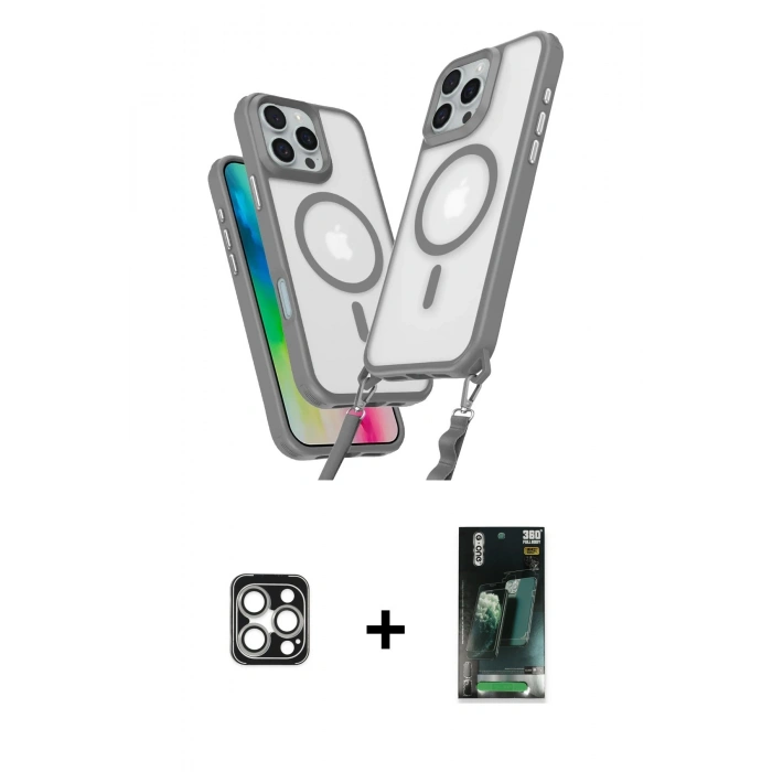 MARSİLYAN™- iPhone 16 Pro Max Kılıf Atlas Doku Koleksiyonu - Siyah 360 Mat Full Body Arka Koruyucu + PVD Metal Kamera Lens - GS