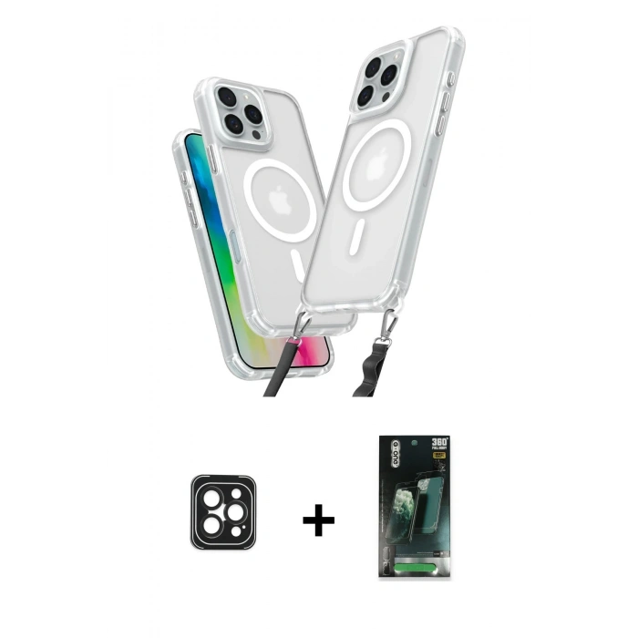 MARSİLYAN™- iPhone 16 Pro Max Kılıf Atlas Doku Koleksiyonu - Siyah 360 Mat Full Body Arka Koruyucu + PVD Metal Kamera Lens - SH