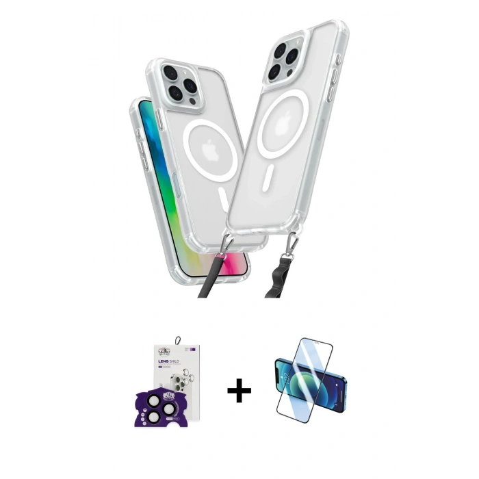 MARSİLYAN™- iPhone 16 Pro Max Kılıf Atlas Doku Koleksiyonu - Siyah 3D Antistatik Cam Ekran Koruyucu + Bilvis Titan Kamera Lens - SH