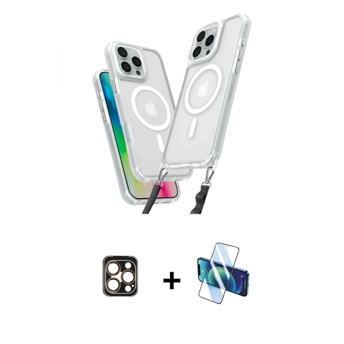 MARSİLYAN™- iPhone 16 Pro Max Kılıf Atlas Doku Koleksiyonu - Siyah 3D Antistatik Cam Ekran Koruyucu + PVD Metal Kamera Lens - GD