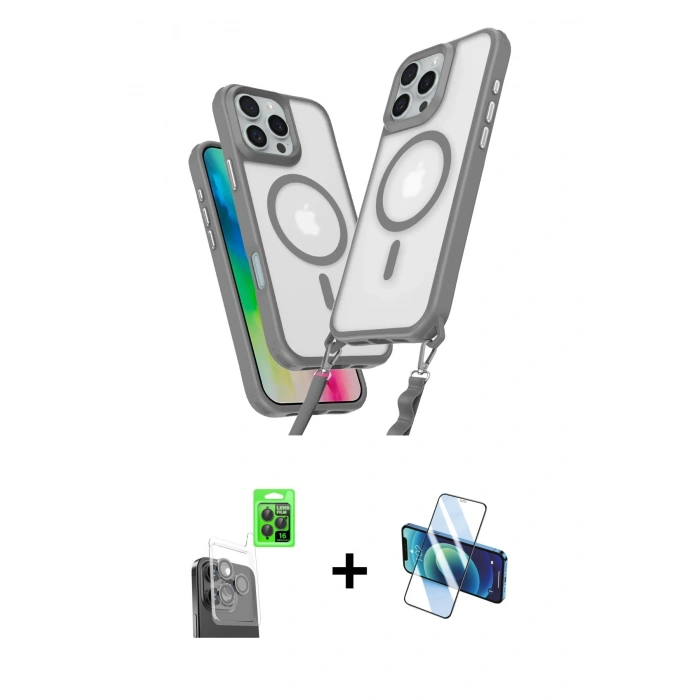MARSİLYAN™- iPhone 16 Pro Max Kılıf Atlas Doku Koleksiyonu - Siyah 3D Antistatik Cam Ekran Koruyucu + Raze Metal Kamera Lens - SH