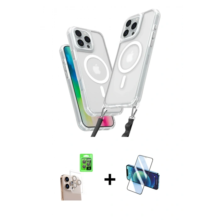 MARSİLYAN™- iPhone 16 Pro Max Kılıf Atlas Doku Koleksiyonu - Siyah 3D Antistatik Cam Ekran Koruyucu + Raze Metal Kamera Lens - NLGY