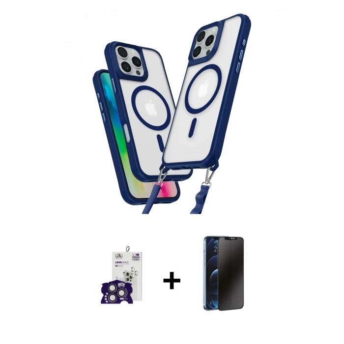 MARSİLYAN™- iPhone 16 Pro Max Kılıf Atlas Doku Koleksiyonu - Siyah 3D Antistatik Hayalet Cam Ekran Koruyucu + Bilvis Titan Kamera Lens - TMGI