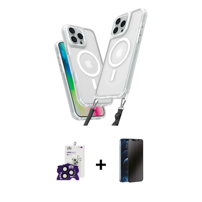 MARSİLYAN™- iPhone 16 Pro Max Kılıf Atlas Doku Koleksiyonu - Siyah 3D Antistatik Hayalet Cam Ekran Koruyucu + Bilvis Titan Kamera Lens - SH