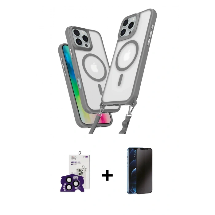 MARSİLYAN™- iPhone 16 Pro Max Kılıf Atlas Doku Koleksiyonu - Siyah 3D Antistatik Hayalet Cam Ekran Koruyucu + Bilvis Titan Kamera Lens - SH