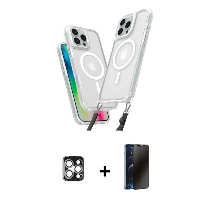 MARSİLYAN™- iPhone 16 Pro Max Kılıf Atlas Doku Koleksiyonu - Siyah 3D Antistatik Hayalet Cam Ekran Koruyucu + PVD Metal Kamera Lens - GS