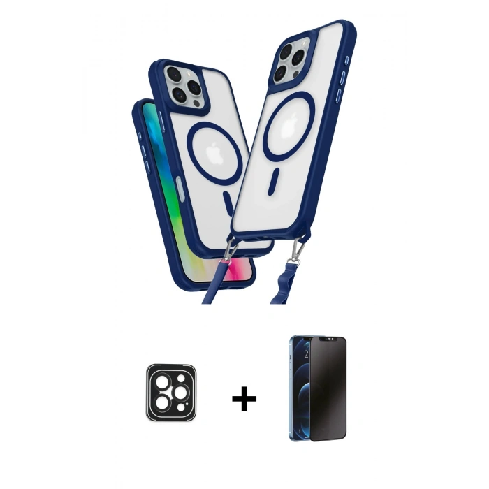 MARSİLYAN™- iPhone 16 Pro Max Kılıf Atlas Doku Koleksiyonu - Siyah 3D Antistatik Hayalet Cam Ekran Koruyucu + PVD Metal Kamera Lens - SH