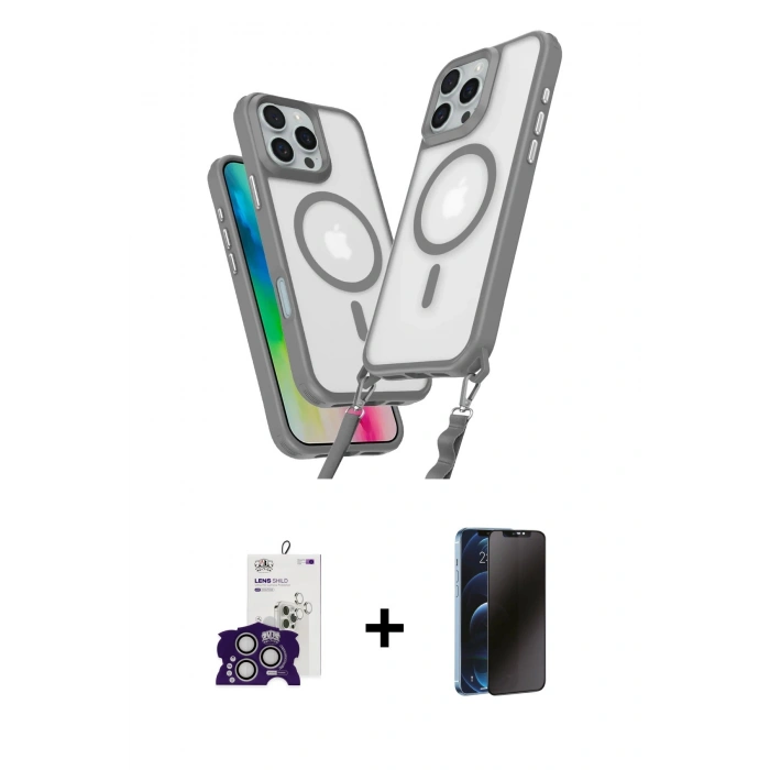 MARSİLYAN™- iPhone 16 Pro Max Kılıf Atlas Doku Koleksiyonu - Siyah 3D Antistatik Hayalet Cam Ekran Koruyucu + Bilvis Titan Kamera Lens - GS