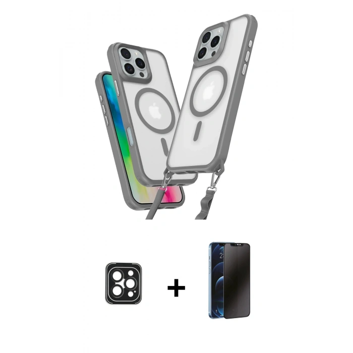 MARSİLYAN™- iPhone 16 Pro Max Kılıf Atlas Doku Koleksiyonu - Siyah 3D Antistatik Hayalet Cam Ekran Koruyucu + PVD Metal Kamera Lens - SH