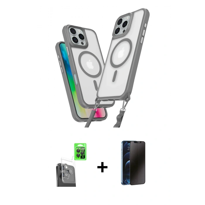 MARSİLYAN™- iPhone 16 Pro Max Kılıf Atlas Doku Koleksiyonu - Siyah 3D Antistatik Hayalet Cam Ekran Koruyucu + Raze Metal Kamera Lens - SH