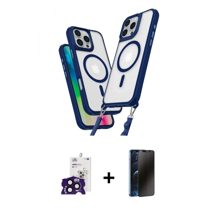 MARSİLYAN™- iPhone 16 Pro Max Kılıf Atlas Doku Koleksiyonu - Siyah 3D Antistatik Hayalet Cam Ekran Koruyucu + Bilvis Titan Kamera Lens - SH