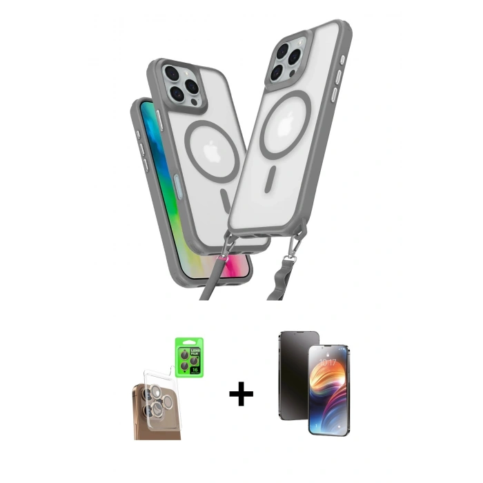 MARSİLYAN™- iPhone 16 Pro Max Kılıf Atlas Doku Koleksiyonu - Siyah 3D Antistatik Mat Seramik Nano Ekran Koruyucu + Raze Metal Kamera Lens - CLTM