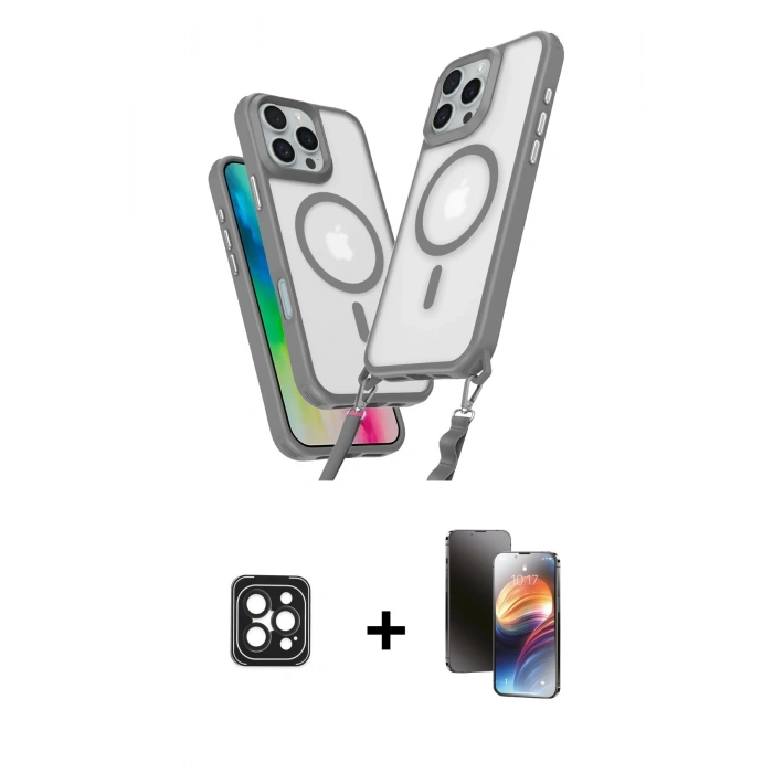MARSİLYAN™- iPhone 16 Pro Max Kılıf Atlas Doku Koleksiyonu - Siyah 3D Antistatik Mat Seramik Nano Ekran Koruyucu + PVD Metal Kamera Lens - SH