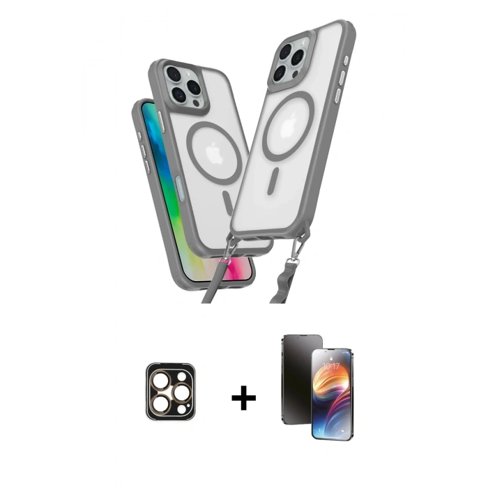 MARSİLYAN™- iPhone 16 Pro Max Kılıf Atlas Doku Koleksiyonu - Siyah 3D Antistatik Mat Seramik Nano Ekran Koruyucu + PVD Metal Kamera Lens - GD