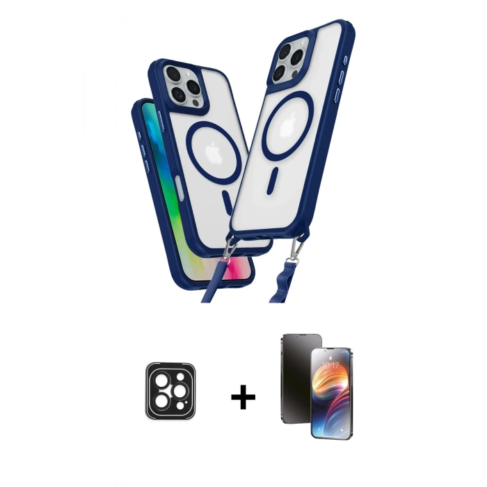MARSİLYAN™- iPhone 16 Pro Max Kılıf Atlas Doku Koleksiyonu - Siyah 3D Antistatik Mat Seramik Nano Ekran Koruyucu + PVD Metal Kamera Lens - SH