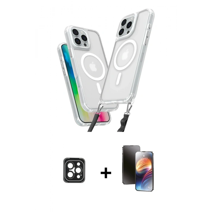 MARSİLYAN™- iPhone 16 Pro Max Kılıf Atlas Doku Koleksiyonu - Siyah 3D Antistatik Mat Seramik Nano Ekran Koruyucu + PVD Metal Kamera Lens - SH