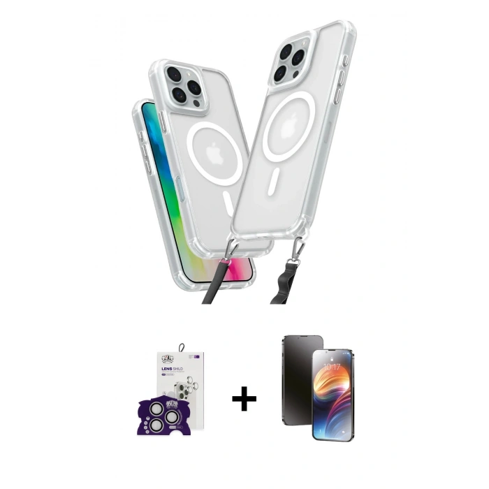 MARSİLYAN™- iPhone 16 Pro Max Kılıf Atlas Doku Koleksiyonu - Siyah 3D Antistatik Mat Seramik Nano Ekran Koruyucu + Bilvis Titan Kamera Lens - GS