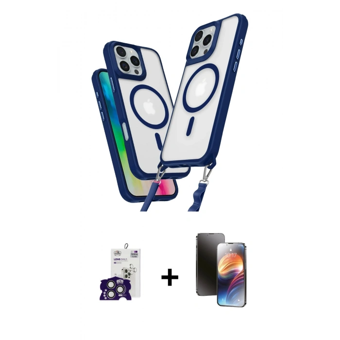MARSİLYAN™- iPhone 16 Pro Max Kılıf Atlas Doku Koleksiyonu - Siyah 3D Antistatik Mat Seramik Nano Ekran Koruyucu + Bilvis Titan Kamera Lens - TMGI