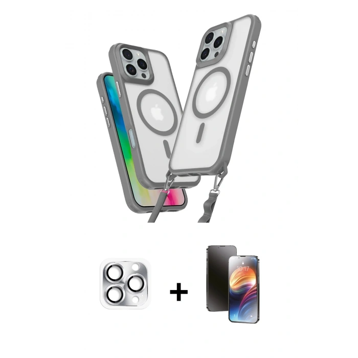 MARSİLYAN™- iPhone 16 Pro Max Kılıf Atlas Doku Koleksiyonu - Siyah 3D Antistatik Mat Seramik Nano Ekran Koruyucu + Pers Alüminyum Kamera Lens - GS