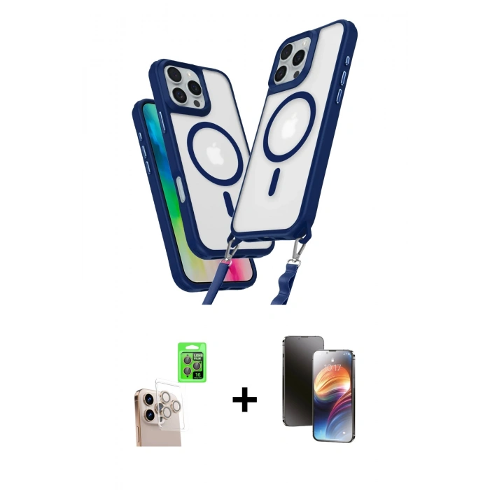 MARSİLYAN™- iPhone 16 Pro Max Kılıf Atlas Doku Koleksiyonu - Siyah 3D Antistatik Mat Seramik Nano Ekran Koruyucu + Raze Metal Kamera Lens - NLGY