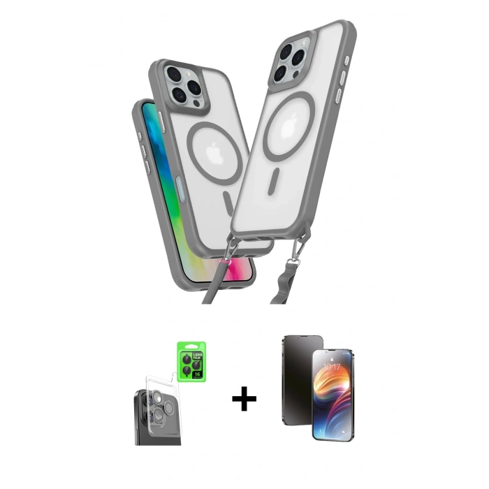 MARSİLYAN™- iPhone 16 Pro Max Kılıf Atlas Doku Koleksiyonu - Siyah 3D Antistatik Mat Seramik Nano Ekran Koruyucu + Raze Metal Kamera Lens - SH