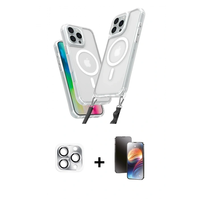 MARSİLYAN™- iPhone 16 Pro Max Kılıf Atlas Doku Koleksiyonu - Siyah 3D Antistatik Mat Seramik Nano Ekran Koruyucu + Pers Alüminyum Kamera Lens - GS