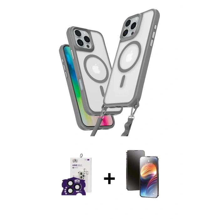MARSİLYAN™- iPhone 16 Pro Max Kılıf Atlas Doku Koleksiyonu - Siyah 3D Antistatik Mat Seramik Nano Ekran Koruyucu + Bilvis Titan Kamera Lens - SH