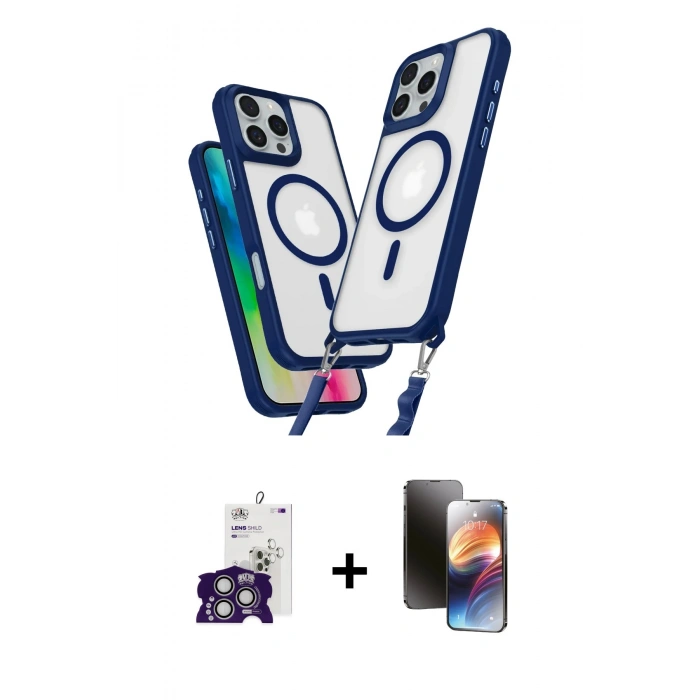 MARSİLYAN™- iPhone 16 Pro Max Kılıf Atlas Doku Koleksiyonu - Siyah 3D Antistatik Mat Seramik Nano Ekran Koruyucu + Bilvis Titan Kamera Lens - GS