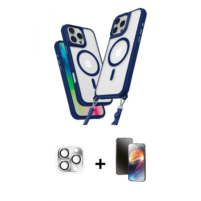 MARSİLYAN™- iPhone 16 Pro Max Kılıf Atlas Doku Koleksiyonu - Siyah 3D Antistatik Mat Seramik Nano Ekran Koruyucu + Pers Alüminyum Kamera Lens - GS