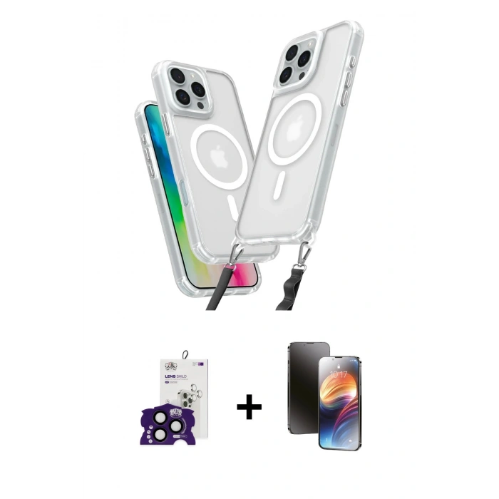 MARSİLYAN™- iPhone 16 Pro Max Kılıf Atlas Doku Koleksiyonu - Siyah 3D Antistatik Mat Seramik Nano Ekran Koruyucu + Bilvis Titan Kamera Lens - SH