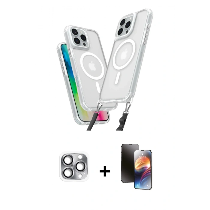 MARSİLYAN™- iPhone 16 Pro Max Kılıf Atlas Doku Koleksiyonu - Siyah 3D Antistatik Mat Seramik Nano Ekran Koruyucu + Pers Alüminyum Kamera Lens - GI