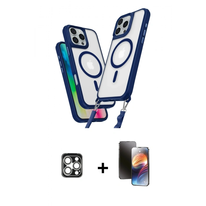 MARSİLYAN™- iPhone 16 Pro Max Kılıf Atlas Doku Koleksiyonu - Siyah 3D Antistatik Mat Seramik Nano Ekran Koruyucu + PVD Metal Kamera Lens - GS
