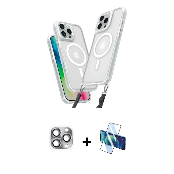 MARSİLYAN™- iPhone 16 Pro Max Kılıf Atlas Doku Koleksiyonu - Siyah 3D Antistatik Seramik Nano Ekran Koruyucu + Pers Alüminyum Kamera Lens - GI