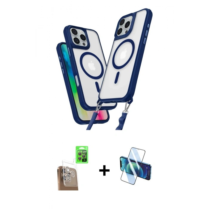 MARSİLYAN™- iPhone 16 Pro Max Kılıf Atlas Doku Koleksiyonu - Siyah 3D Antistatik Seramik Nano Ekran Koruyucu + Raze Metal Kamera Lens - CLTM