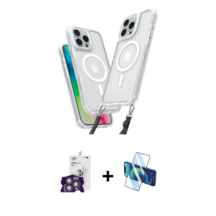 MARSİLYAN™- iPhone 16 Pro Max Kılıf Atlas Doku Koleksiyonu - Siyah 3D Antistatik Seramik Nano Ekran Koruyucu + Bilvis Titan Kamera Lens - GS