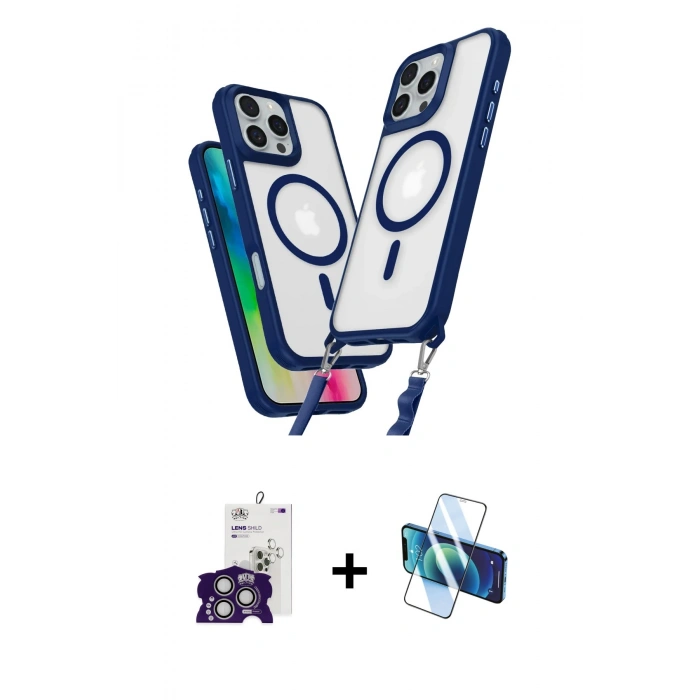 MARSİLYAN™- iPhone 16 Pro Max Kılıf Atlas Doku Koleksiyonu - Siyah 3D Antistatik Seramik Nano Ekran Koruyucu + Bilvis Titan Kamera Lens - GS