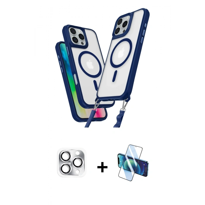 MARSİLYAN™- iPhone 16 Pro Max Kılıf Atlas Doku Koleksiyonu - Siyah 3D Antistatik Seramik Nano Ekran Koruyucu + Pers Alüminyum Kamera Lens - GS