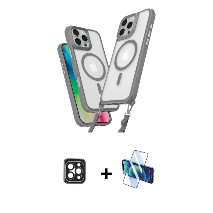 MARSİLYAN™- iPhone 16 Pro Max Kılıf Atlas Doku Koleksiyonu - Siyah 3D Antistatik Seramik Nano Ekran Koruyucu + PVD Metal Kamera Lens - SH