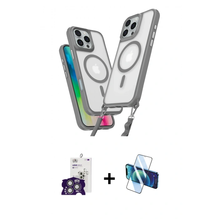 MARSİLYAN™- iPhone 16 Pro Max Kılıf Atlas Doku Koleksiyonu - Siyah 3D Antistatik Seramik Nano Ekran Koruyucu + Bilvis Titan Kamera Lens - GS