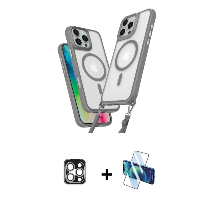 MARSİLYAN™- iPhone 16 Pro Max Kılıf Atlas Doku Koleksiyonu - Siyah 3D Antistatik Seramik Nano Ekran Koruyucu + PVD Metal Kamera Lens - GS