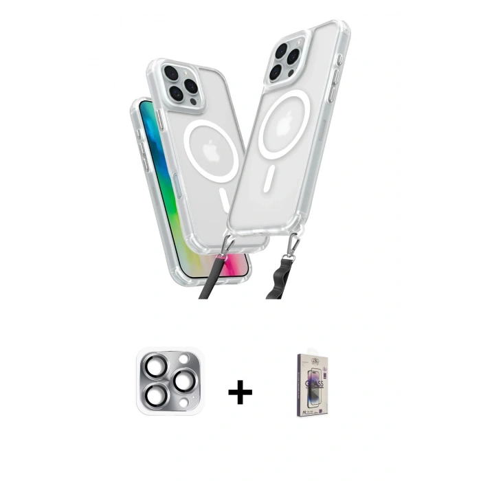 MARSİLYAN™- iPhone 16 Pro Max Kılıf Atlas Doku Koleksiyonu - Siyah Bilvis 3D Cam Ekran Koruyucu + Pers Alüminyum Kamera Lens - GI